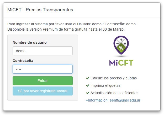 MiCFT: Generador de etiquetas de precios transparentes
