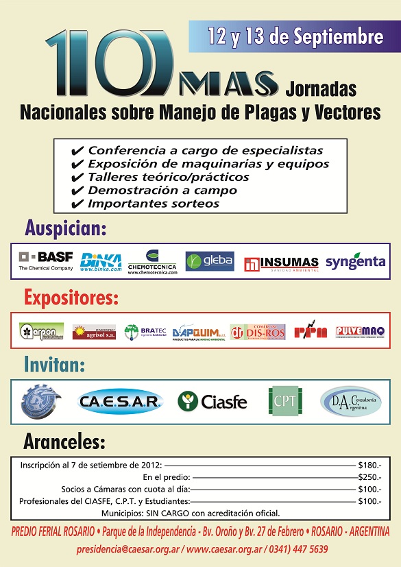 CAESAR: 10 Jornadas Nacionales sobre manejo de plagas y vectores.