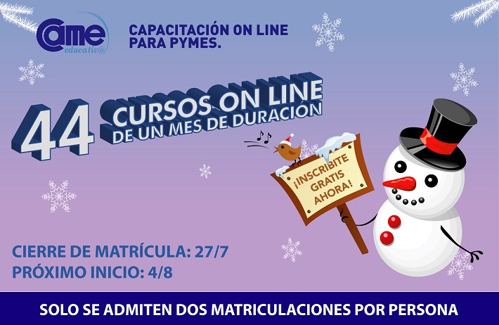 48 cursos gratis de un mes de duración. CAMEeducativ@.